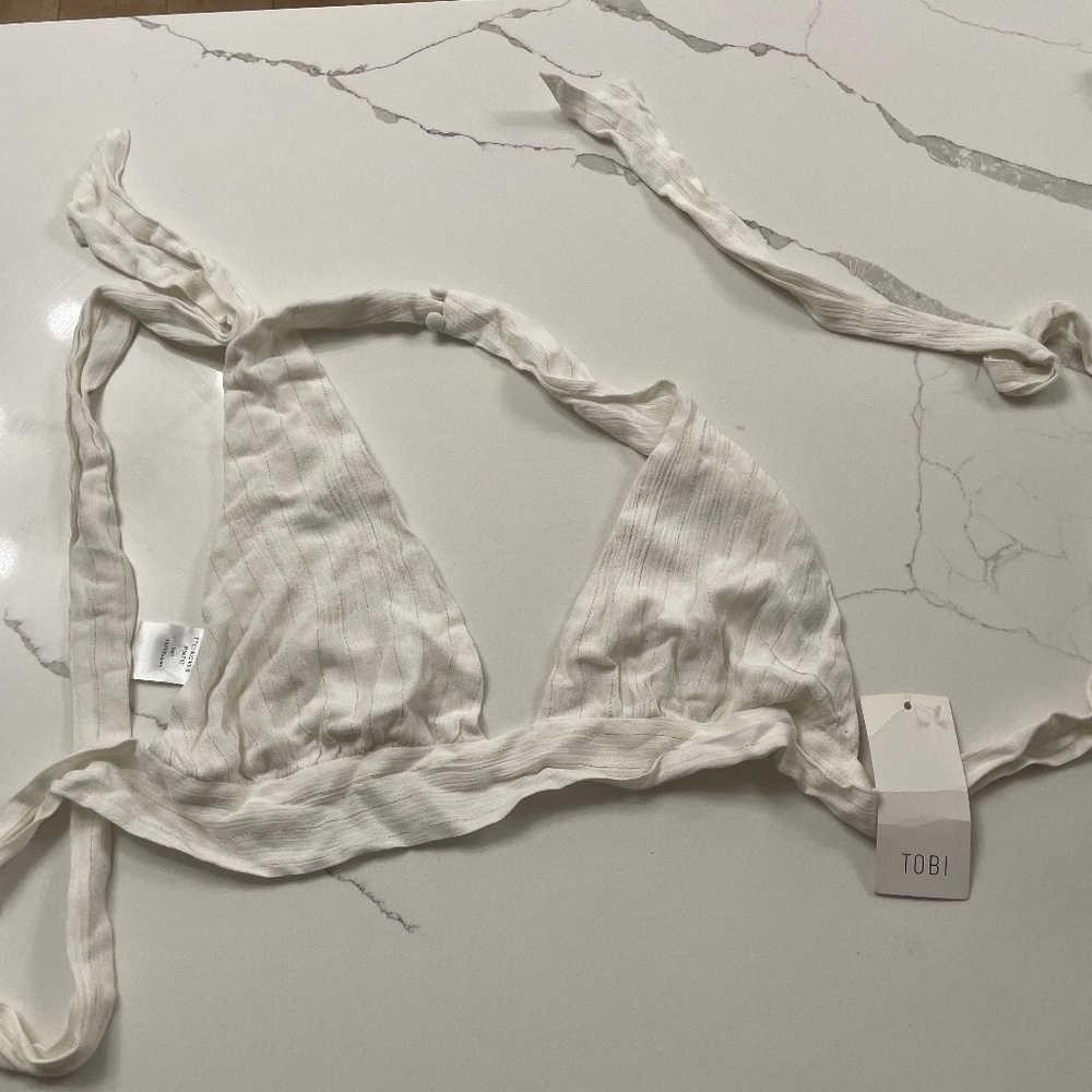 TOBI white and gold halter size M